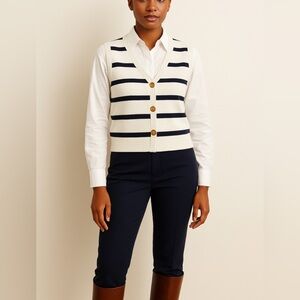 NWT Adrianna Papell Navy White Striped Sweater Vest – Nautical Preppy Chic